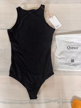Quince Black Sleeveless One-Piece Bodysuit